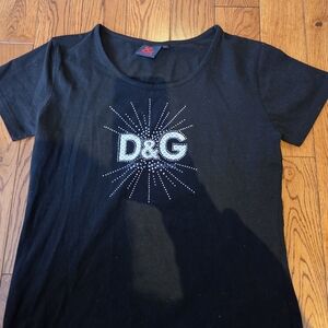 D&G Black Tee with Sparkle Design